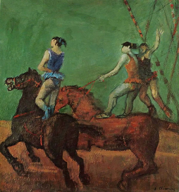 Circo, sd 1950-’55, olio su tela cm 92x90, Firenze, collezione privata